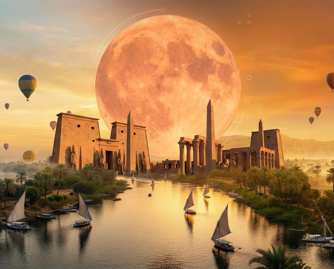Nile River balloon view in Luxor